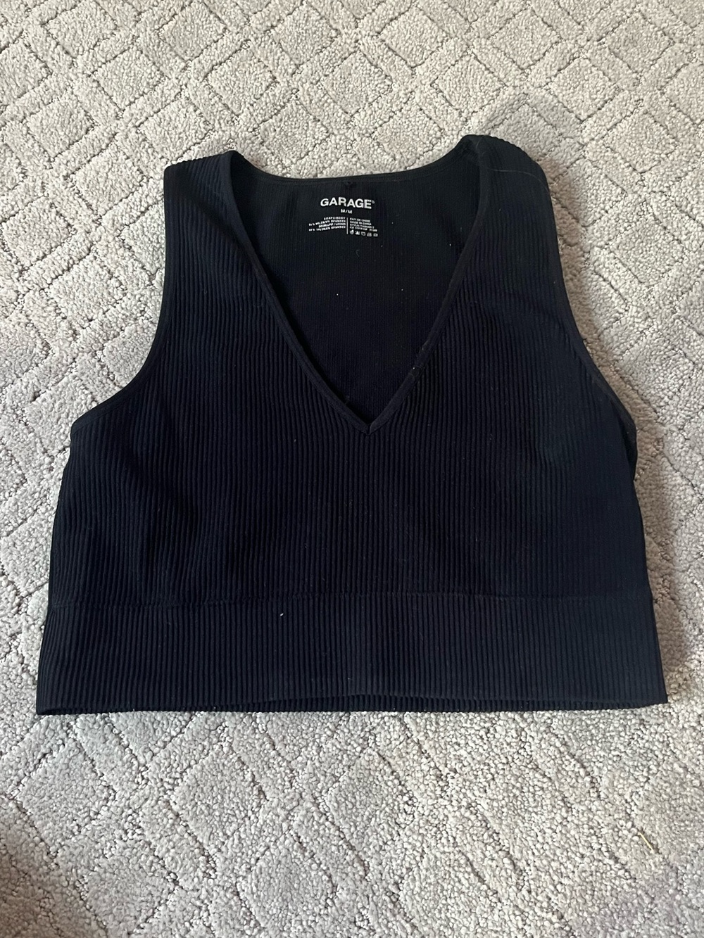 Black Ribbed Crop Tank Top